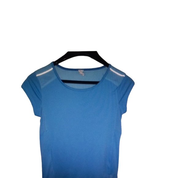 C9 by Champion Reflective Open Back Sheer Short Sleeve Athletic Blue Top Size S - Picture 15 of 15
